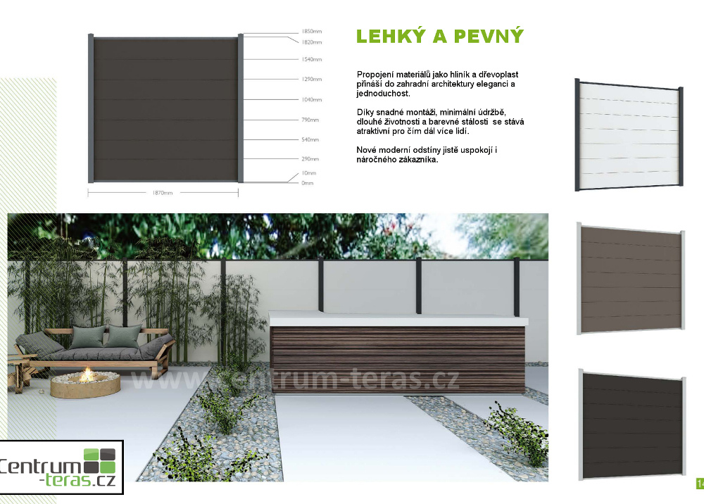 Al GWFence - dřevo plastová plotovka GW303 - mixed black