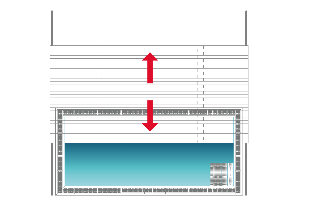 Pojízdná terasa s příčným posunem k bazénu 4m x 7m