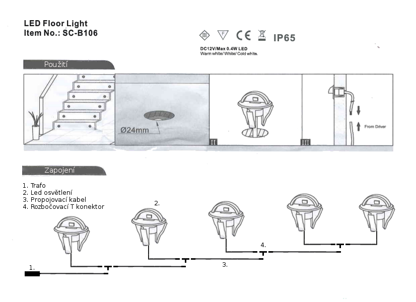 LED osvětlení schodiště 3ks (2m) - studená bílá 