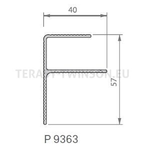 Počáteční a koncový hliníkový profil F elox 65, 9363, 40x57mm pro podkladový profil Twinson P9552