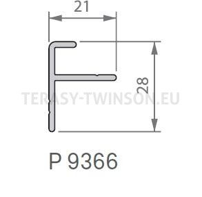 Počáteční a koncový hliníkový profil F 9366, 21x28mm pro hlinikové podklady 3m TWINSON